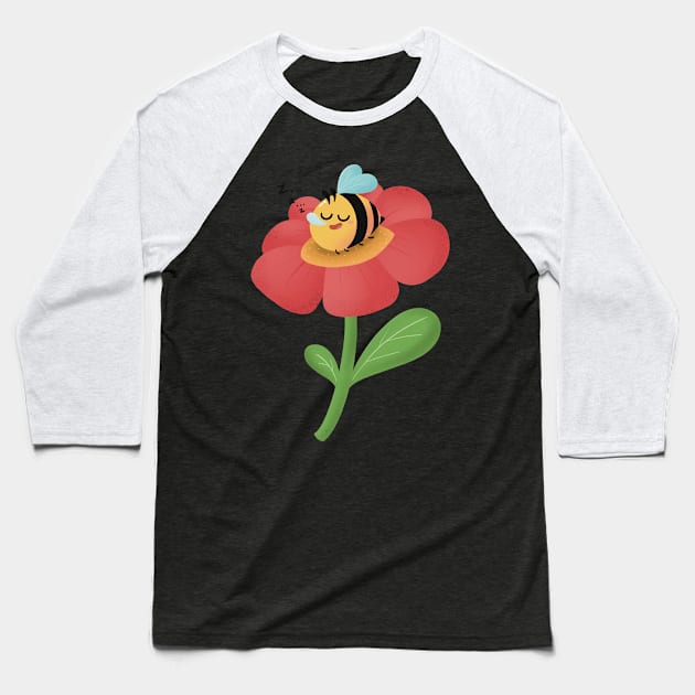 Sleepy bee on flower Baseball T-Shirt by PhoYoSelf88